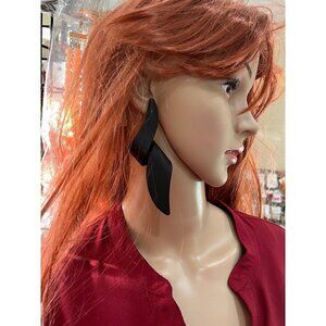 Large Big Black Earring statement bold chunky  studs Jet Pierced abstract